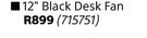 Ideal 12" Black Desk Fan