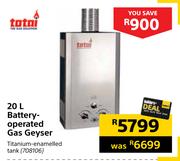 Totai 20L Battery Operated Gas Geyser
