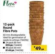 Flora 24 Pack Round Fibre Pots 80mm-Per Pack