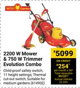 Wolf Garden 2200W Mower & 750W Trimmer Evolution Combo