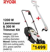 Ryobi 1200W Lawnmower & 300W Trimmer Kit