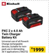 Einhell PXC 2 x 4.0 Ah Twin Charger Battery Kit