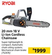 Ryobi 20mm 18V Li-Ion Cordless Chainsaw