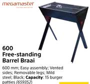 Megamaster 600 Free-Standing Barrel Braai