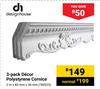 Designhouse 3-Pack Decor Polystyrene Cornice-2m X 85mm X 36mm