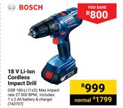 Bosch 18V Li-Ion Cordless Impact Drill GSB 180Ll