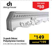 Designhouse 3-Pack Decor Polystyrene Cornice-2m X 85mm X 36mm