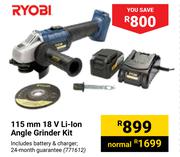 Ryobi 115mm 18V Li-Ion Angle Grinder Kit