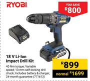 Ryobi 18V Li-ion Impact Drill kit