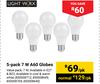 Lightworx 5-Pack 7W A60 Globes-Per Pack