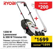 Ryobi 1200W Lawnmower & 300 W Trimmer Kit