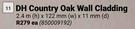 DH Country Oak Wall Cladding-2.4m (h) x 122mm (w) x 11mm (d) Each
