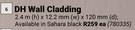DH Wall Cladding-2.4m (h) x 12.2mm (w) x 120mm (d) Each