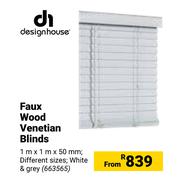 Design House Faux Wood Venetian Blinds-1m x 1m x 50mm