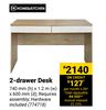 Home & Kitchen 2 Drawer Desk-740mm (h) x 1.2m (w) x 600mm (d)