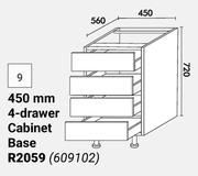  Home & Kitchen Floor Units 450mm 4 Drawer Cabinet Base