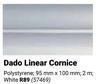 Dado Linear Cornice Polystyrene White 95mm x 100mm; 2m