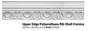 Upper Edge Polyurethane Rib Shell Cornice 68mm x 90mm; 2.4m