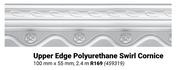 Upper Edge Polyurethane Swirl Cornice 100mm x 55mm; 2.4m