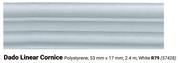 Dado Linear Cornice Polystyrene 53mm x 17mm; 2.4m White