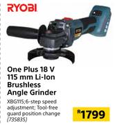 Ryobi One Plus 18V 115mm Li-Ion Brushless Angle Grinder XBG115