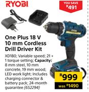 Ryobi One Plus 18V 10mm Cordless Drill Driver Kit XD180