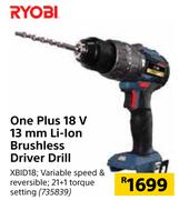 Ryobi One Plus 18V 13mm Li-Ion Brushless Driver Drill XBID18