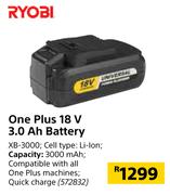 Ryobi One Plus 18V 3.0 Ah Battery XB-3000