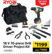Ryobi 18V 70 Piece Drill Driver Project Kit