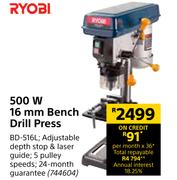 Ryobi 500W 16mm Bench Drill Press BD-516L