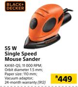 Black+Decker 55W Single Speed Mouse Sander KA161-QS
