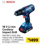 Bosch 18V Li-Ion Cordless Impact Drill GSB 180-LI (1 x 2)