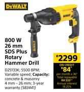 Dewalt 800W 26mm SDS Plus Rotary Hammer Drill D25133K