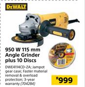 Dewalt 950W 115mm Angle Grinder Plus 10 Discs DWE4114CD-ZA
