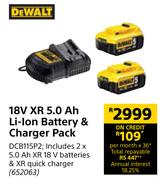 Dewalt 18V XR 5.0 Ah Li-Ion Battery & Charger Pack DCB115P2