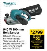 Makita 940W 100mm Belt Sander M9400B