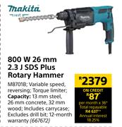 Makita 800W 26mm 2.3J SDS Plus Rotary Hammer M8701B