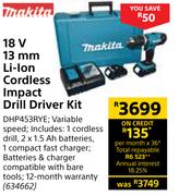 Makita 18V 13mm Li-Ion Cordless Impact Drill Driver Kit DHP453RYE