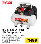 Ryobi 6Ltr 1.1Kw Oil-Less Air Compressor RC-1506N