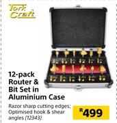 Tork Craft 12 Pack Router & Bit Set In Aluminium Case