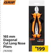 Grip 165mm Diagonal Cut Long Nose Pliers