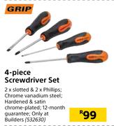 Grip 4 Piece Screwdriver Set