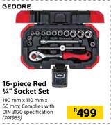 Gedore 16 Piece Red 1/4" Socket Set