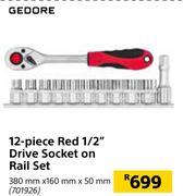 Gedore 12 Piece Red 1/2" Drive Socket On Rail Set