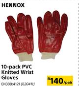 Hennox 10 Pack PVC Knitted Wrist Gloves-Per Pair
