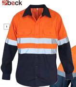 Beck 2 Tone Long Sleeve Work Shirt