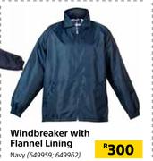 Windbreaker With Flannel Lining Navy