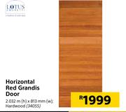 Lotus Horizontal Red Grandis Hardwood Door-2.032m (h) x 813mm (w)