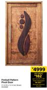 Fireball Pattern Brown Pivot Door-2.1m (h) x 1.2m (w)