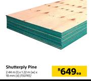 Shutterply Pine-2.44m(l) x 1.22m(w) x 18mm (d) Each
